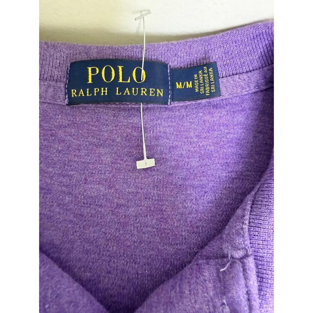 Polo Ralph Lauren Men's Polo Shirt Long Sleeve Embroidered Logo Purple Size M
